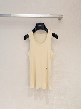 Celin*26 New Model: Embroidered Triumph Arch Logo Round-Neck Vest