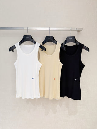 Celin*26 New Model: Embroidered Triumph Arch Logo Round-Neck Vest