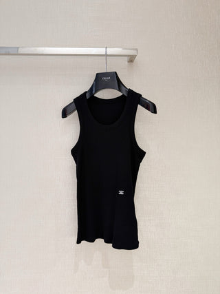 Celin*26 New Model: Embroidered Triumph Arch Logo Round-Neck Vest