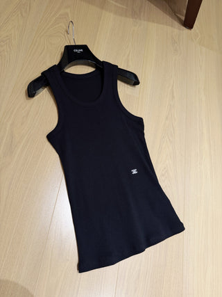 Celin*26 New Model: Embroidered Triumph Arch Logo Round-Neck Vest
