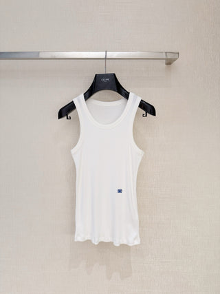 Celin*26 New Model: Embroidered Triumph Arch Logo Round-Neck Vest