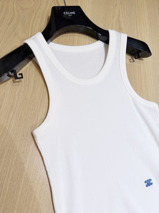 Celin*26 New Model: Embroidered Triumph Arch Logo Round-Neck Vest