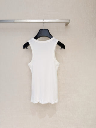 Celin*26 New Model: Embroidered Triumph Arch Logo Round-Neck Vest