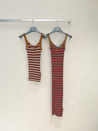Prad*26 New Model Striped Knit Vest Skirt