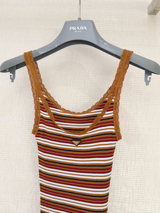 Prad*26 New Model Striped Knit Vest Skirt