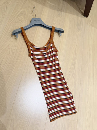Prad*26 New Model Striped Knit Vest Skirt