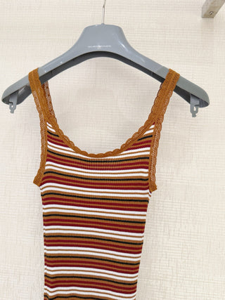 Prad*26 New Model Striped Knit Vest Skirt