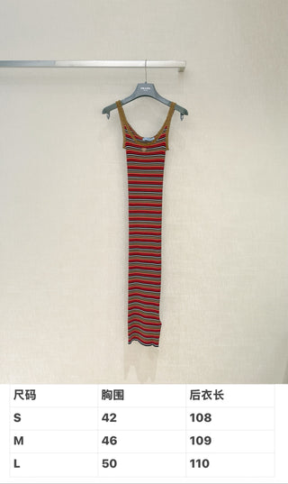 Prad*26 New Model Striped Knit Choker Dress