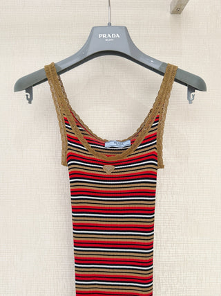 Prad*26 New Model Striped Knit Choker Dress