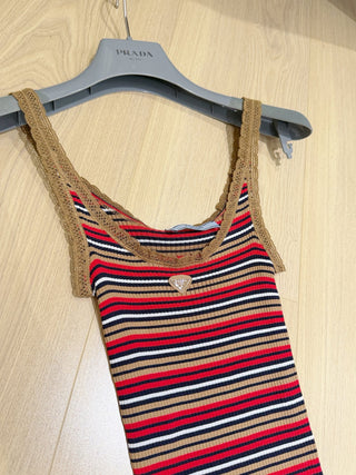 Prad*26 New Model Striped Knit Choker Dress