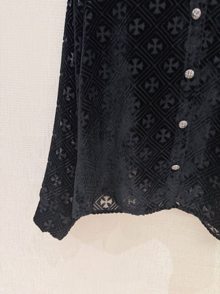 Chrome Hearts 26 New Model: Embroidered Lace Velvet Reversible Collar Shirt