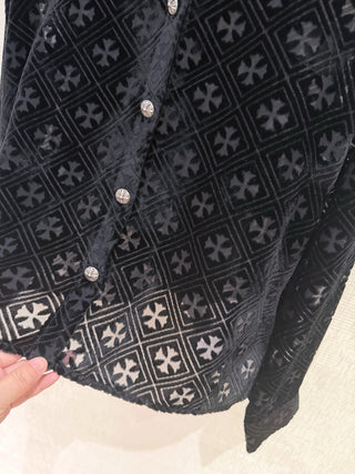 Chrome Hearts 26 New Model: Embroidered Lace Velvet Reversible Collar Shirt