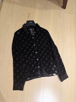 Chrome Hearts 26 New Model: Embroidered Lace Velvet Reversible Collar Shirt