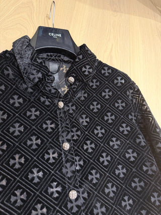 Chrome Hearts 26 New Model: Embroidered Lace Velvet Reversible Collar Shirt
