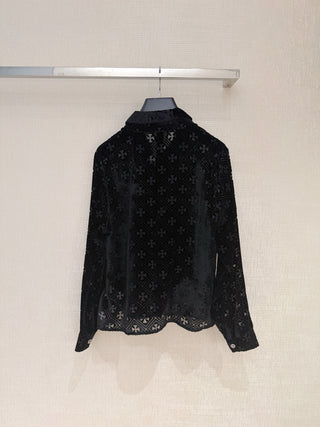 Chrome Hearts 26 New Model: Embroidered Lace Velvet Reversible Collar Shirt