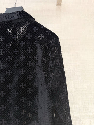 Chrome Hearts 26 New Model: Embroidered Lace Velvet Reversible Collar Shirt