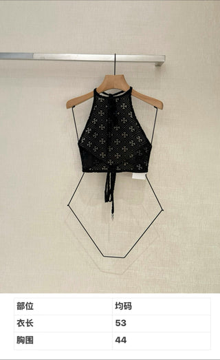 Chrome Hearts26 New Model: Cross-Stripes Embroidered Velvet Straps Vest