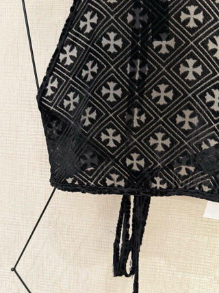Chrome Hearts26 New Model: Cross-Stripes Embroidered Velvet Straps Vest