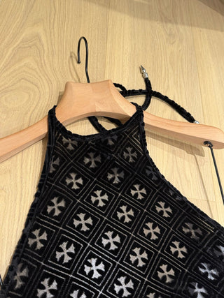 Chrome Hearts26 New Model: Cross-Stripes Embroidered Velvet Straps Vest