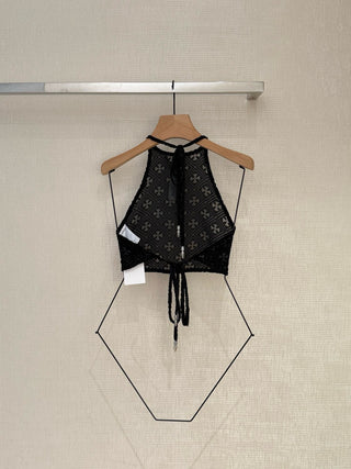 Chrome Hearts26 New Model: Cross-Stripes Embroidered Velvet Straps Vest