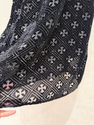 Chrom Hearts26 New Model Cross-Stitch Embroidered Velvet Sash Vest Skirt