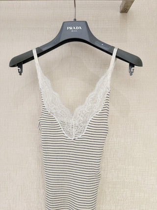 Saint Laurent 26 New Collection Lace Striped Shoulder Strap