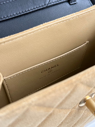 Chanel 25A suede-covered zippered bag