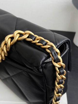 CHANEL 19BAG Black Gold Medium Size 30 cm.