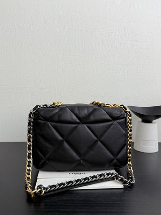 CHANEL 19BAG Black Gold Medium Size 30 cm.