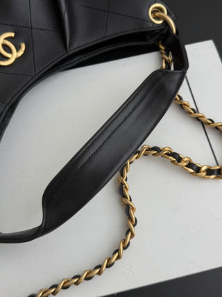 Chanel 26c Hippie Dumpling Bag, Black, Small Size.
