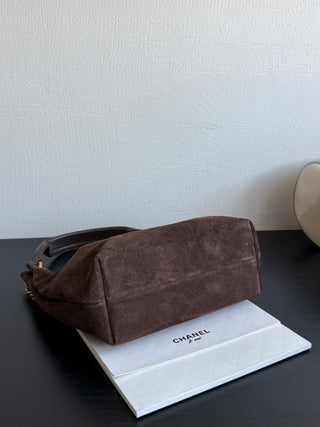 Chanel 26C Hippie Dumbo Bag, suede, dark brown, small size.