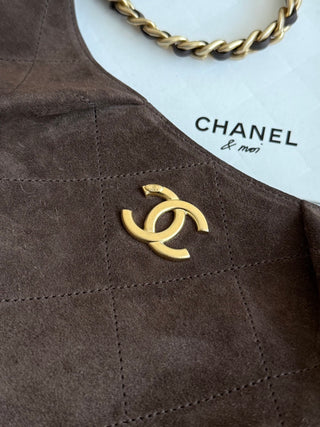 Chanel 26C Hippie Dumbo Bag, suede, dark brown, small size.