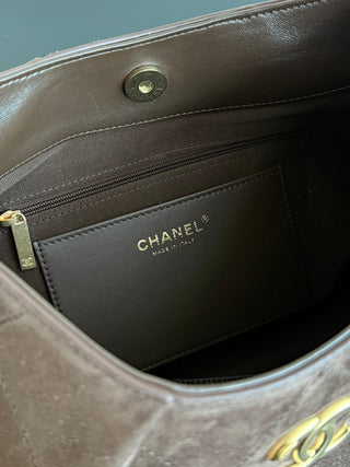 Chanel 26C Hippie Dumbo Bag, suede, dark brown, small size.