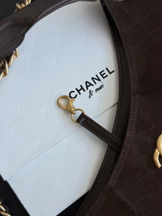 Chanel 26C Hippie Dumbo Bag, suede, dark brown, small size.