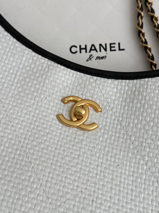 CHANEL 26c Raphia Woven Tote Bag, White, Large