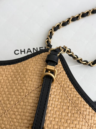 CHANEL 26c Rafia Woven Tote Bag, Apricot, Small Size
