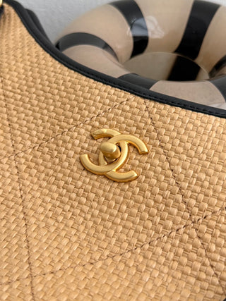 CHANEL 26c Rafia Woven Tote Bag, Apricot, Large Size