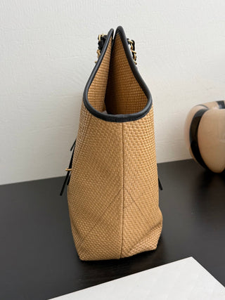 CHANEL 26c Rafia Woven Tote Bag, Apricot, Large Size
