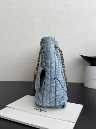 Chanel 25K Blue Denim Hobo.
