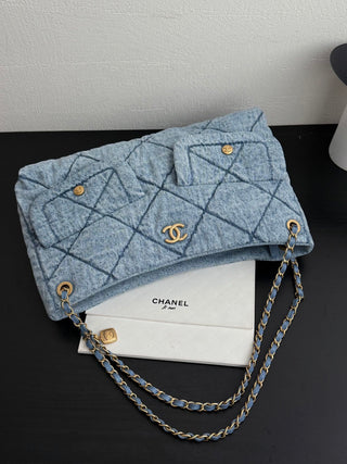 Chanel 25K Blue Denim Hobo.