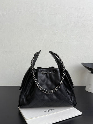 Chanel 26c Caviar Black/Silver Buckle Petite Size