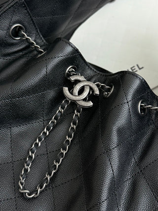 Chanel 26c Caviar Black/Silver Buckle Petite Size