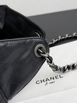 Chanel 26c Caviar Black/Silver Buckle Petite Size