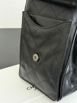 Chanel 26c Caviar Black/Silver Buckle Petite Size