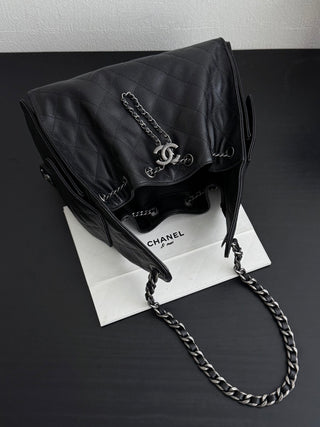 Chanel 26c Caviar Black/Silver Buckle Petite Size