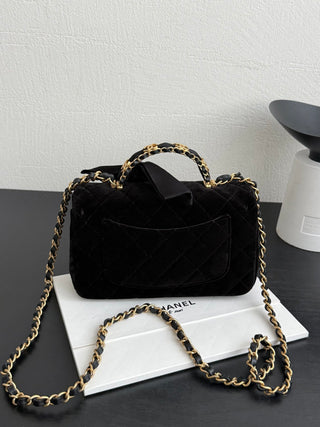 Chanel 25K Bow Tie CF Handle Mini Velvet Black