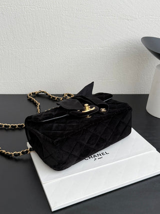 Chanel 25K Bow Tie CF Handle Mini Velvet Black