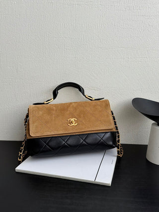 Chanel 25A suede brown messenger bag.