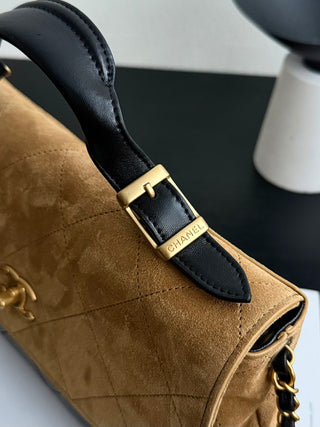 Chanel 25A suede brown messenger bag.