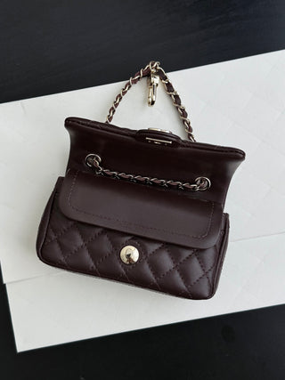 Chanel 25A ultra-mini CF detachable bag, wine red color.